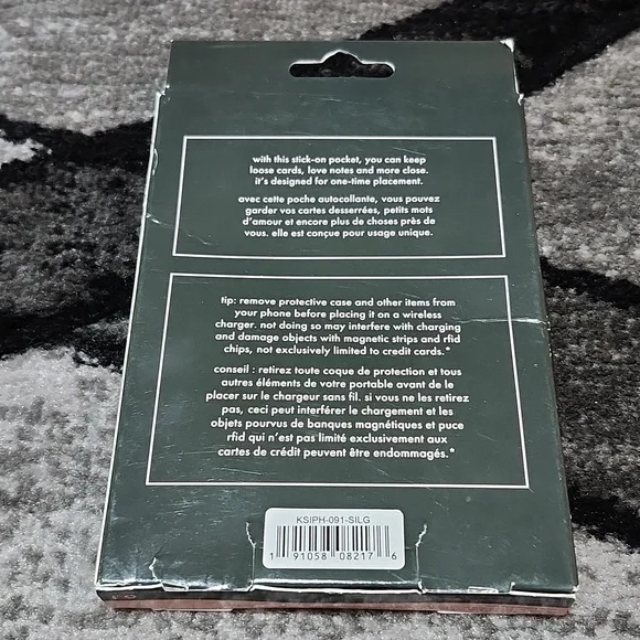 KATE SPADE NEW YORK SILVER GLITTER SHINE PHONE STICKER POCKET CARD HOLDER - Picture 5 of 9